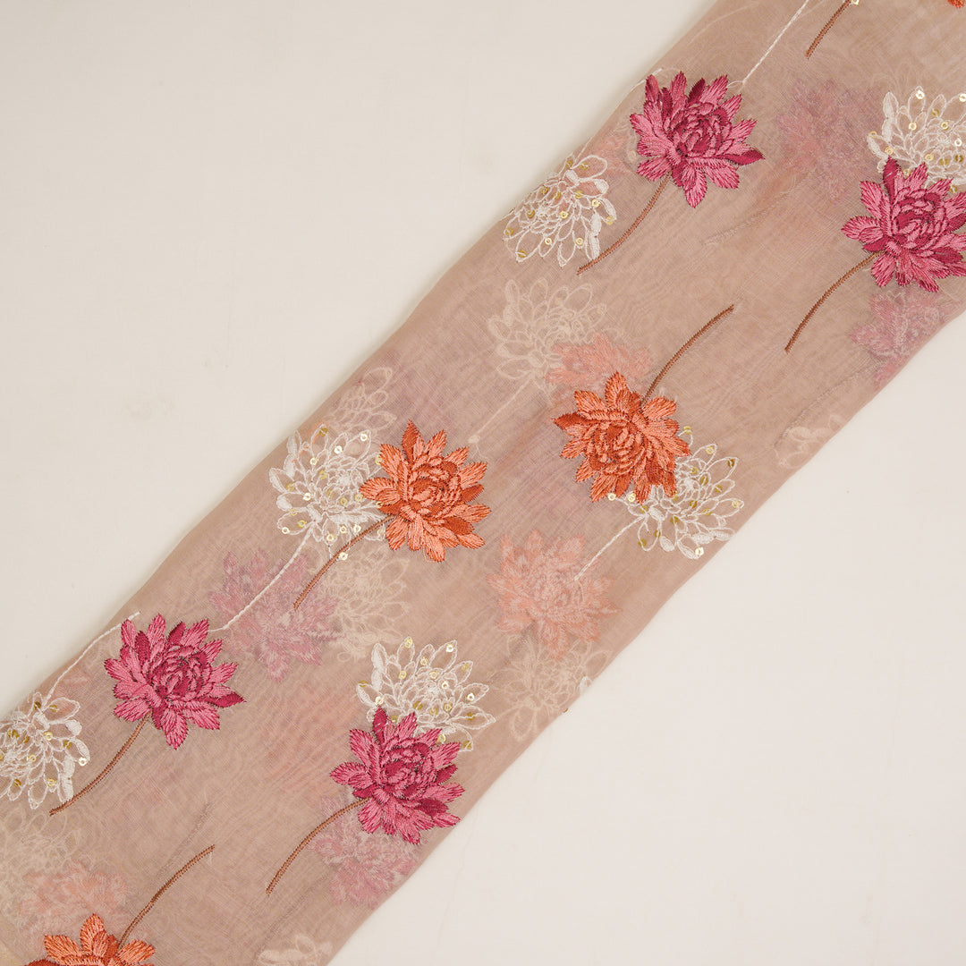 Nahla Buta on Blush Cotton Silk Embroidered Fabric