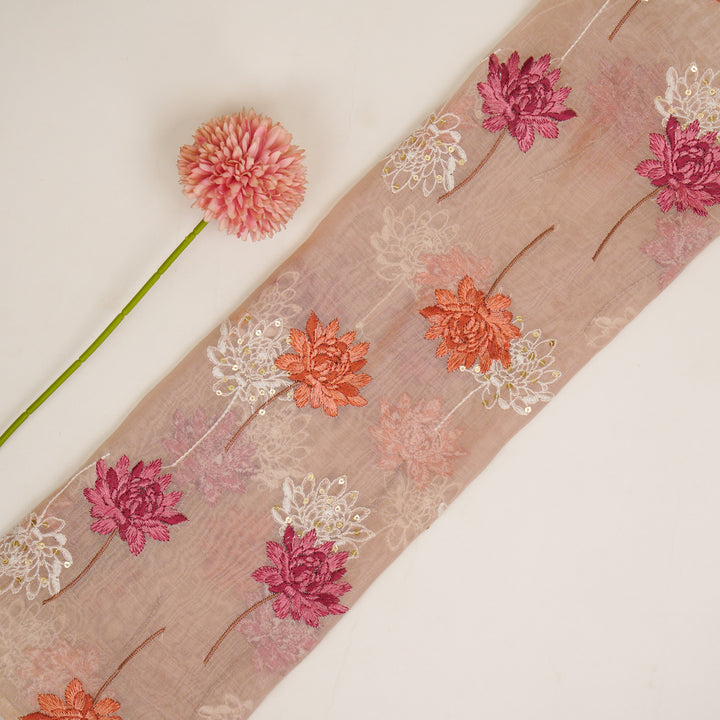 Nahla Buta on Blush Cotton Silk Embroidered Fabric