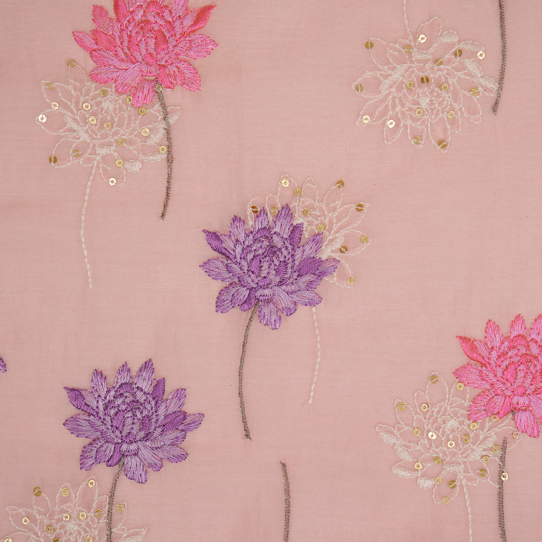 Nahla Buta on Pink Cotton Silk Embroidered Fabric