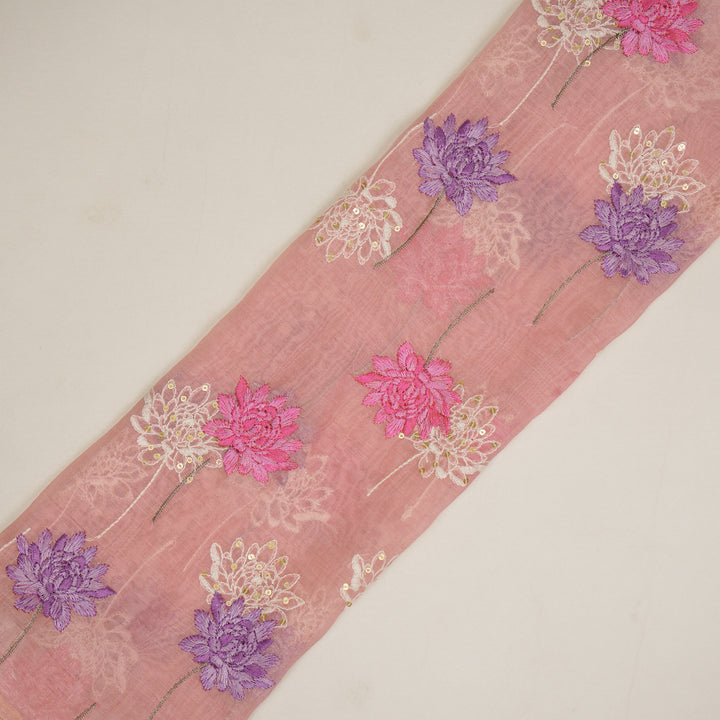 Nahla Buta on Pink Cotton Silk Embroidered Fabric