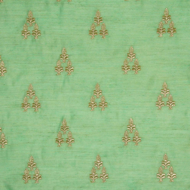 Disha Buti on Sea Green Munga Silk Embroidered Fabric