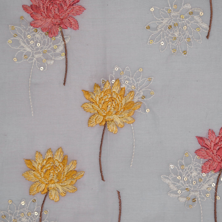 Nahla Buta on Mauve Cotton Silk Embroidered Fabric