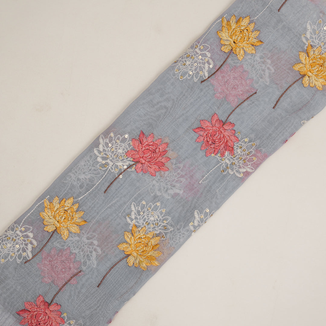 Nahla Buta on Mauve Cotton Silk Embroidered Fabric