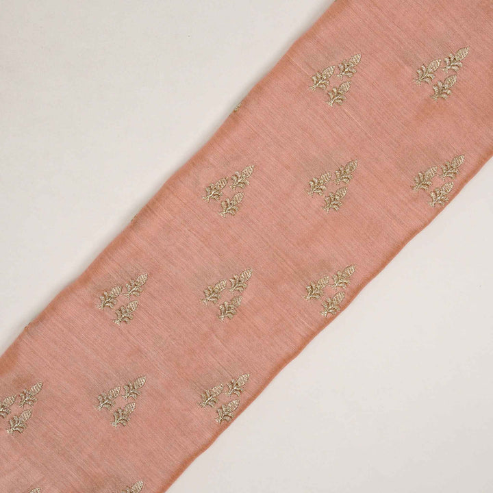 Disha Buti on Peach Munga Silk Embroidered Fabric