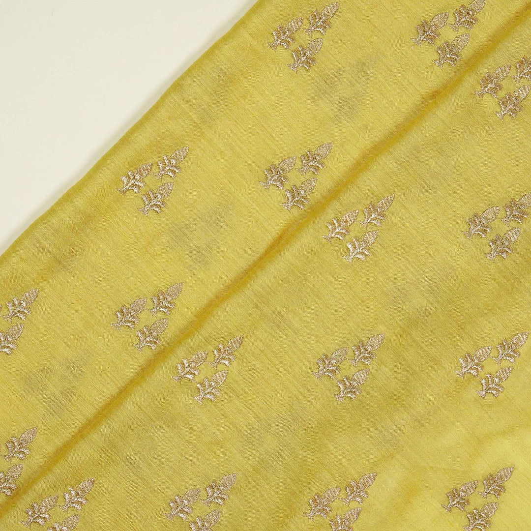 Disha Buti on Lemon Munga Silk Embroidered Fabric
