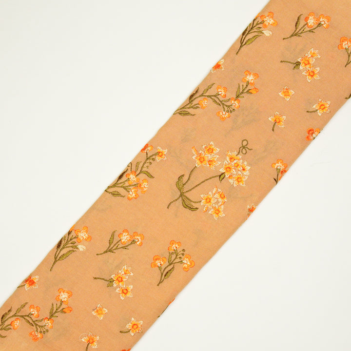 Safiya Buta on Peach Cotton Linen Embroidered Fabric