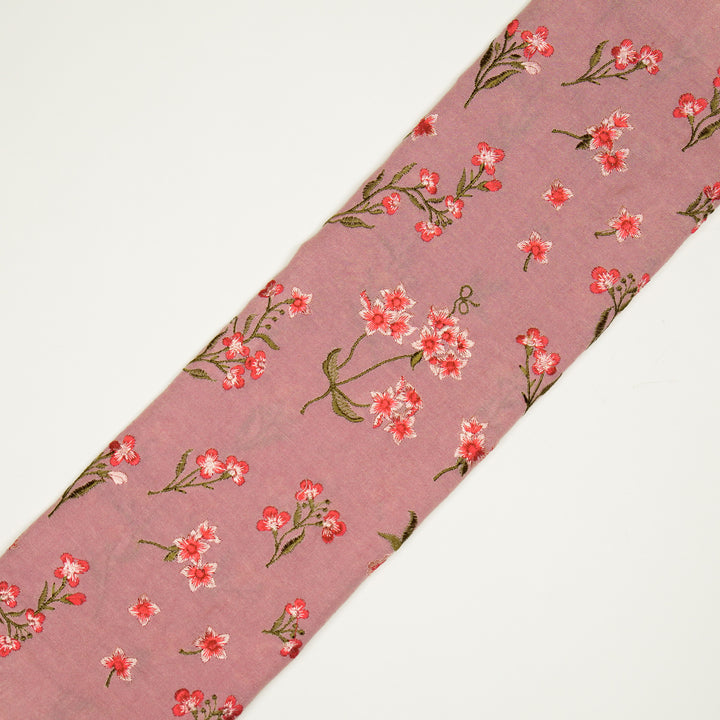 Safiya Buta on Deep Pink Cotton Linen Embroidered Fabric