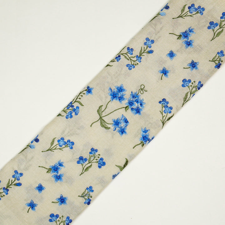 Safiya Buta on Cream Cotton Linen Embroidered Fabric