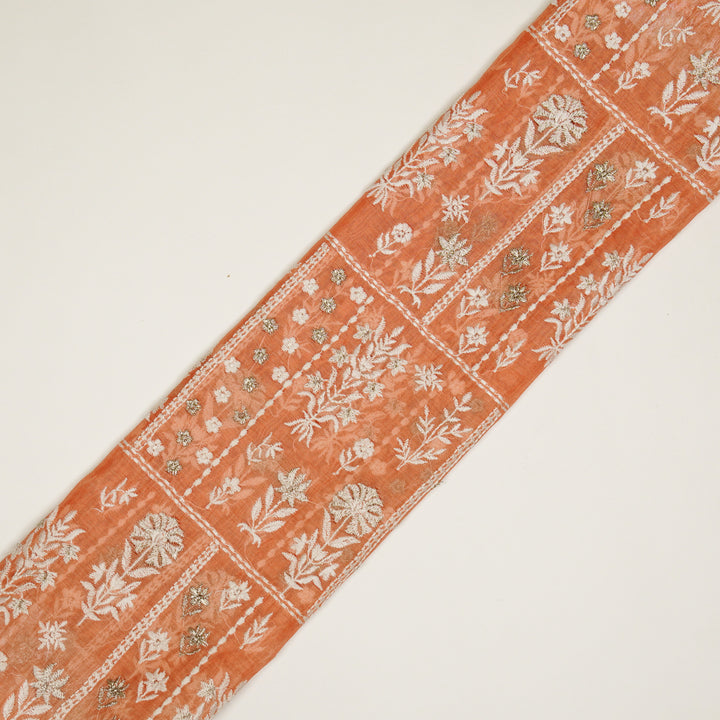 Shifa Jaal on Dark/Peach Cotton Silk Embroidered Fabric