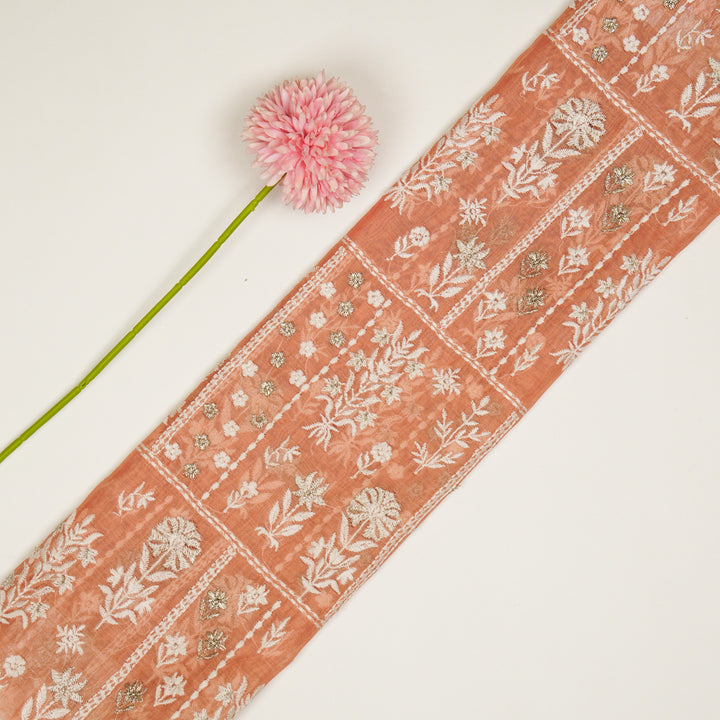 Shifa Jaal on Dark/Peach Cotton Silk Embroidered Fabric