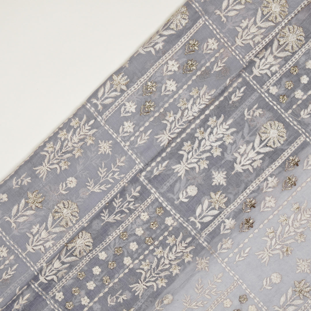 Shifa Jaal on Light/Mauve Cotton Silk Embroidered Fabric