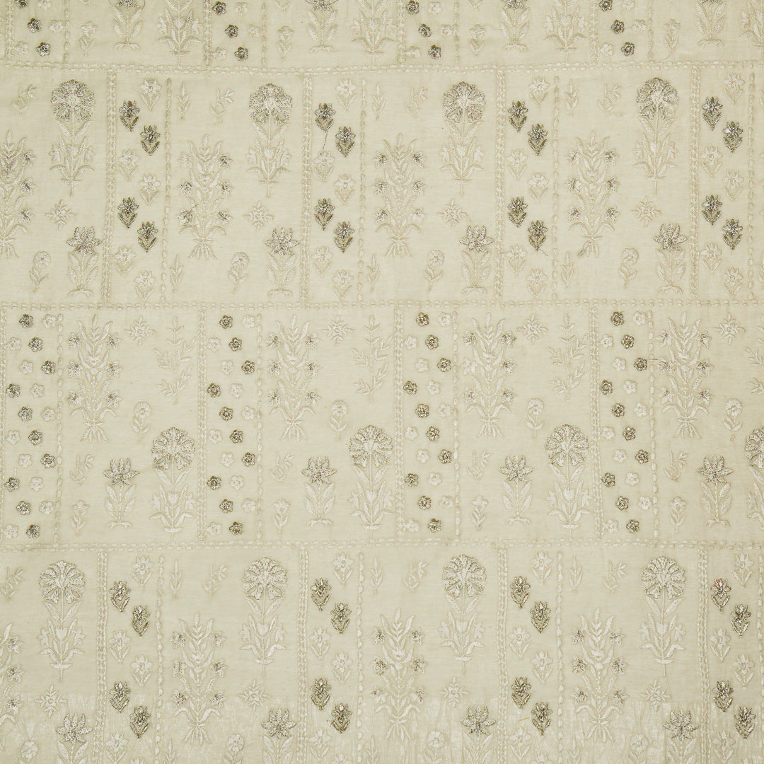 Shifa Jaal on Cream Cotton Silk Embroidered Fabric