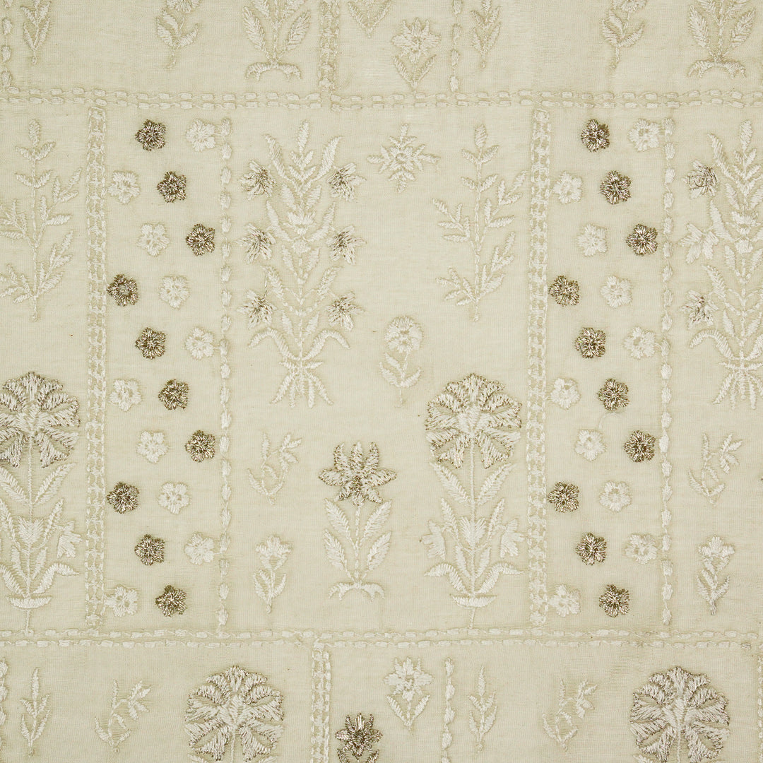 Shifa Jaal on Cream Cotton Silk Embroidered Fabric
