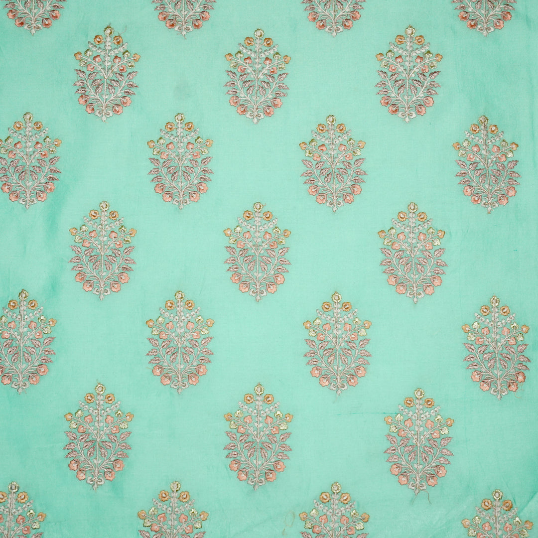 Zaira Buta on Aqua Luxe Silk Chanderi Embroidered Fabric