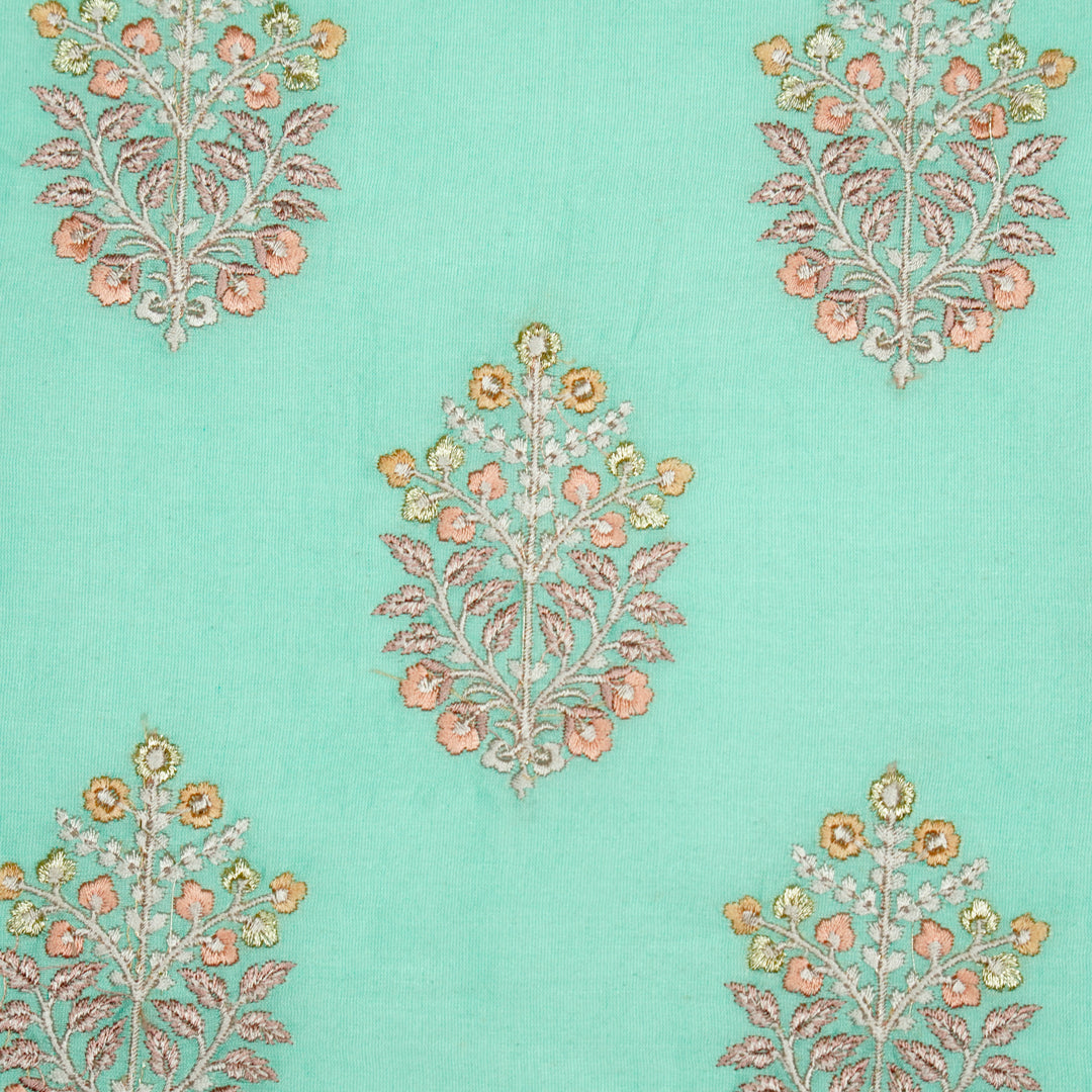 Zaira Buta on Aqua Luxe Silk Chanderi Embroidered Fabric