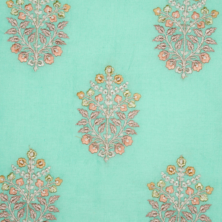 Zaira Buta on Aqua Luxe Silk Chanderi Embroidered Fabric