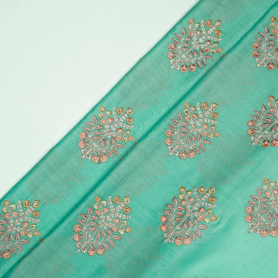 Zaira Buta on Aqua Luxe Silk Chanderi Embroidered Fabric