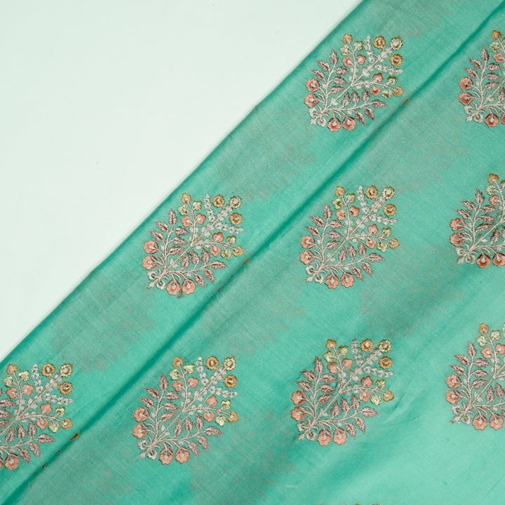Zaira Buta on Aqua Luxe Silk Chanderi Embroidered Fabric