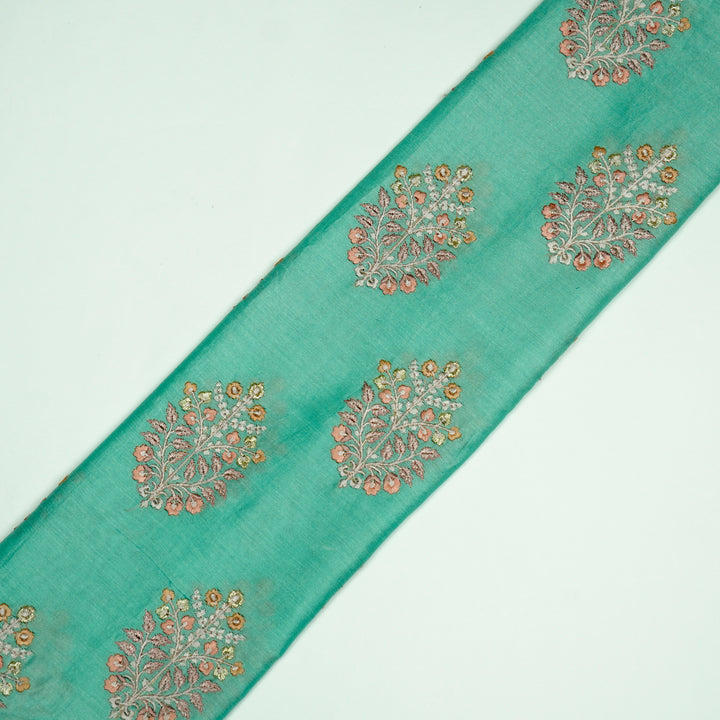 Zaira Buta on Aqua Luxe Silk Chanderi Embroidered Fabric