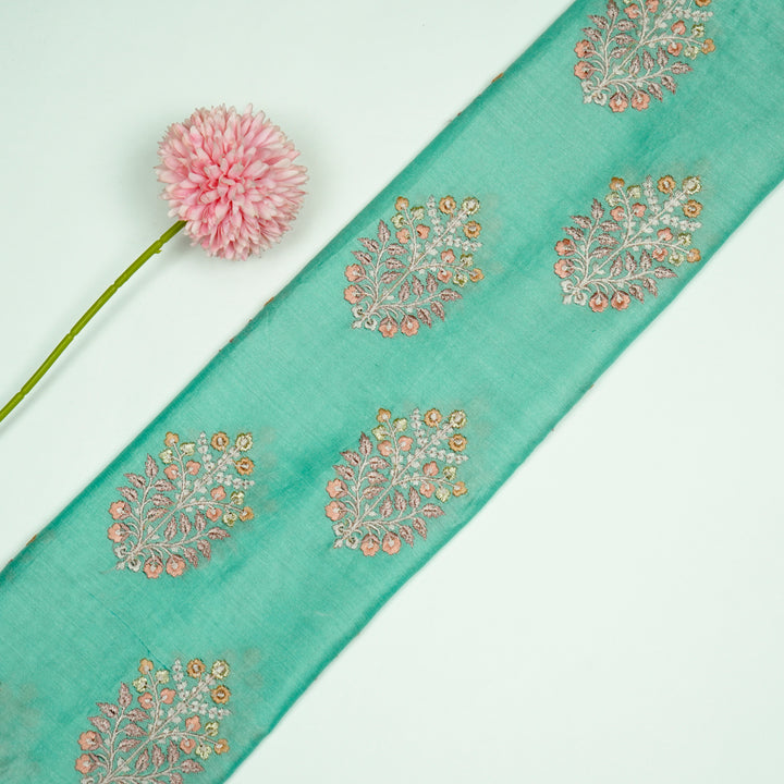 Zaira Buta on Aqua Luxe Silk Chanderi Embroidered Fabric