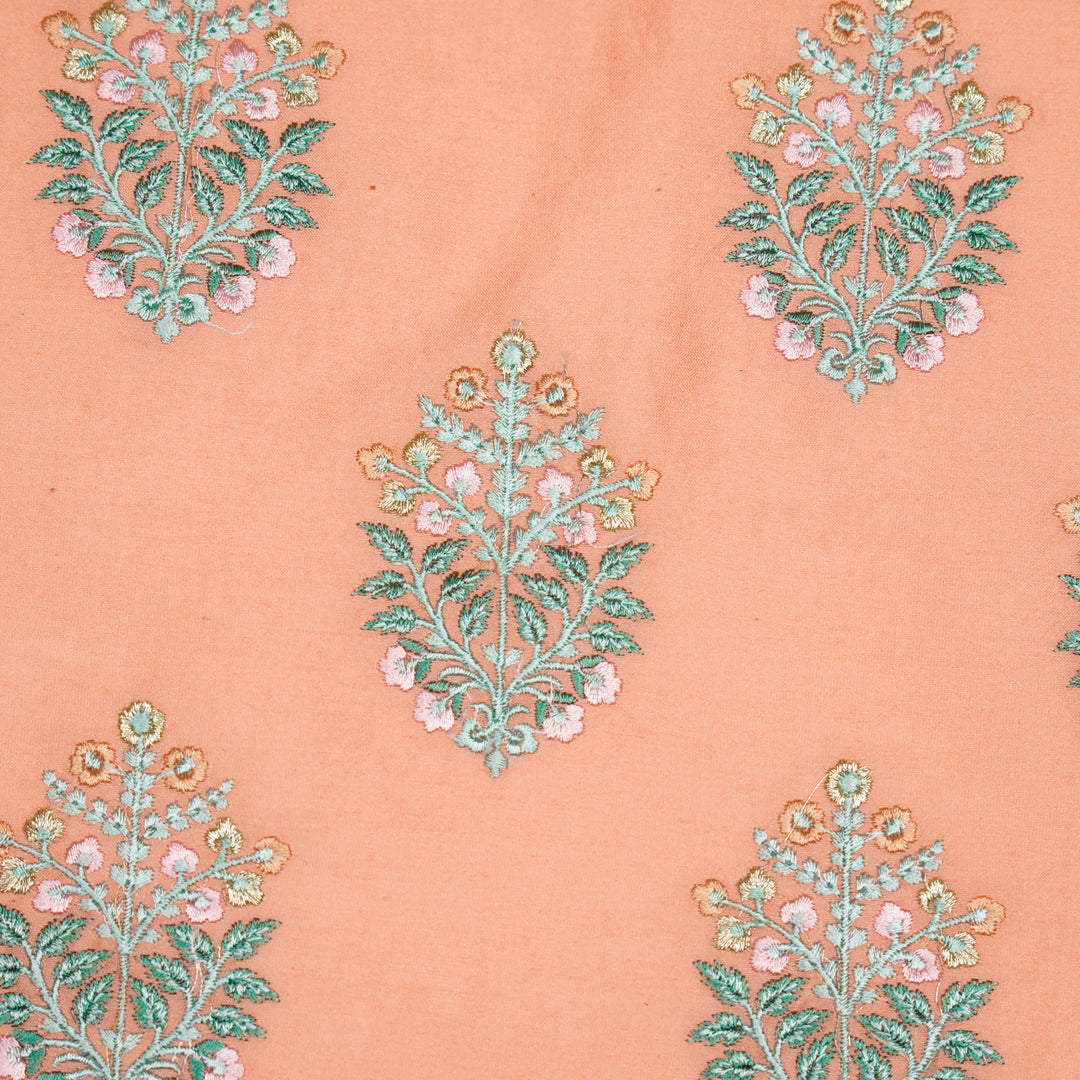 Zaira Buta on Peach Luxe Silk Chanderi Embroidered Fabric