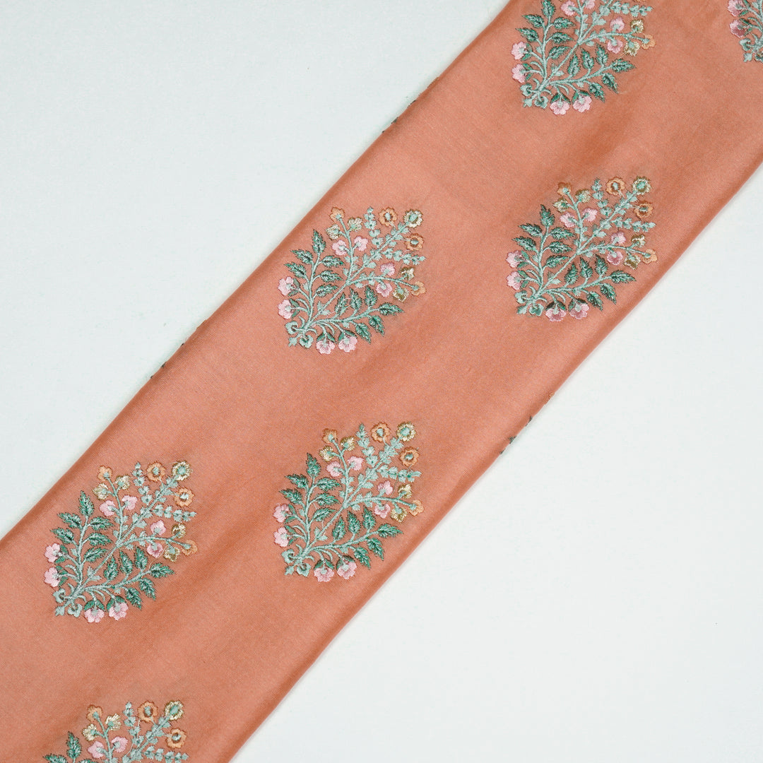 Zaira Buta on Peach Luxe Silk Chanderi Embroidered Fabric