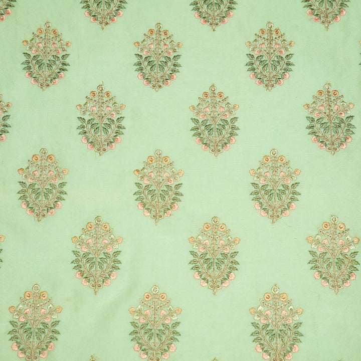 Zaira Buta on Sea Green Luxe Silk Chanderi Embroidered Fabric