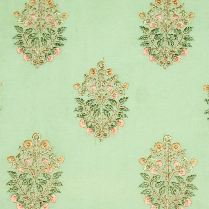 Zaira Buta on Sea Green Luxe Silk Chanderi Embroidered Fabric