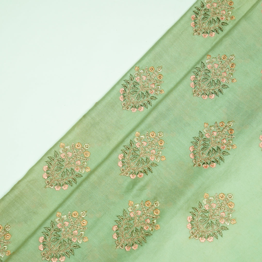 Zaira Buta on Sea Green Luxe Silk Chanderi Embroidered Fabric