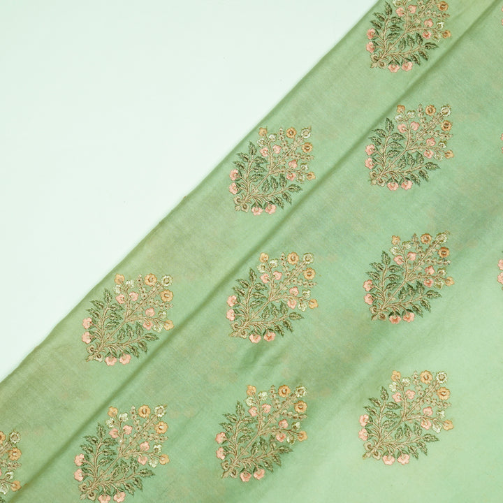 Zaira Buta on Sea Green Luxe Silk Chanderi Embroidered Fabric