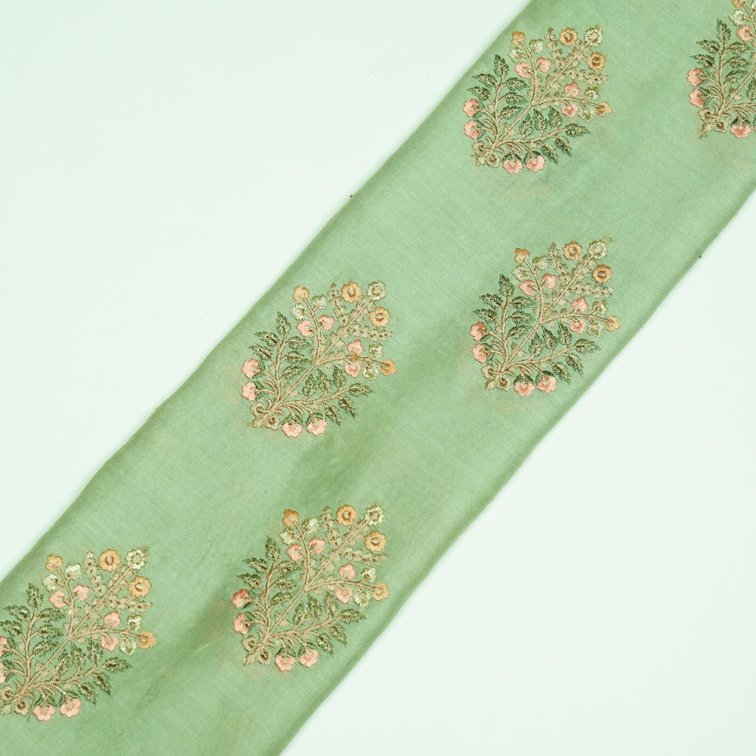 Zaira Buta on Sea Green Luxe Silk Chanderi Embroidered Fabric