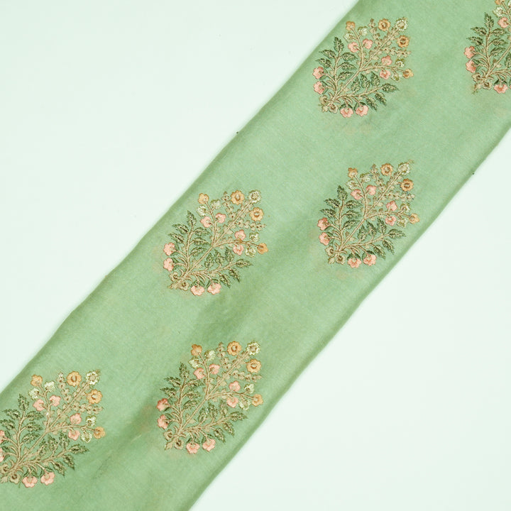 Zaira Buta on Sea Green Luxe Silk Chanderi Embroidered Fabric