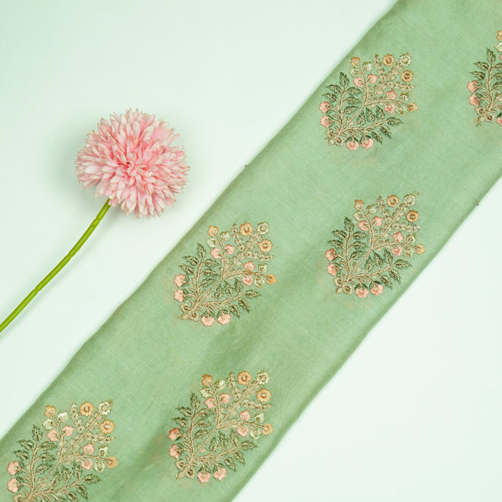 Zaira Buta on Sea Green Luxe Silk Chanderi Embroidered Fabric