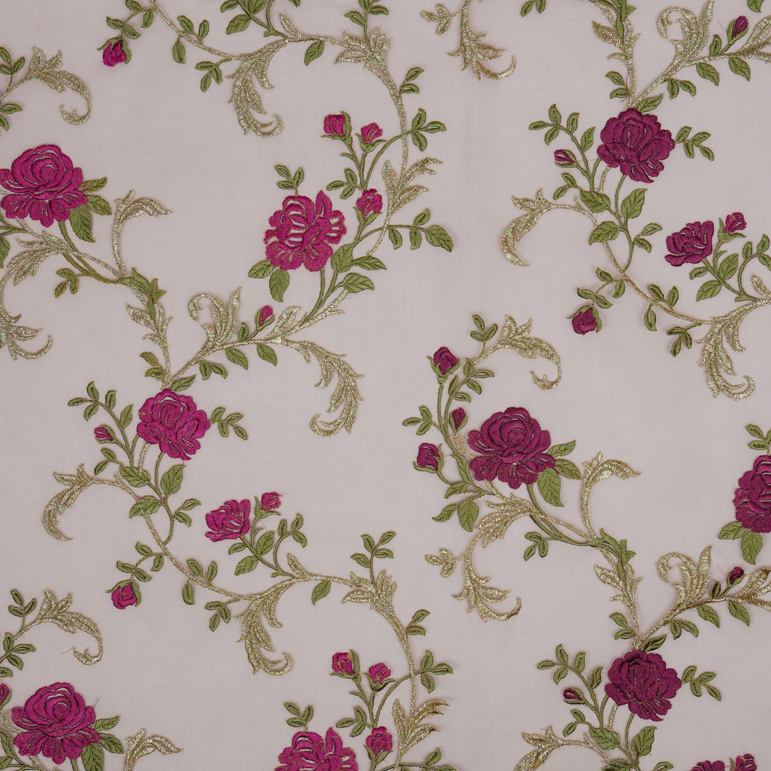 Alisha Jaal on Lilac Silk Organza Embroidered Fabric