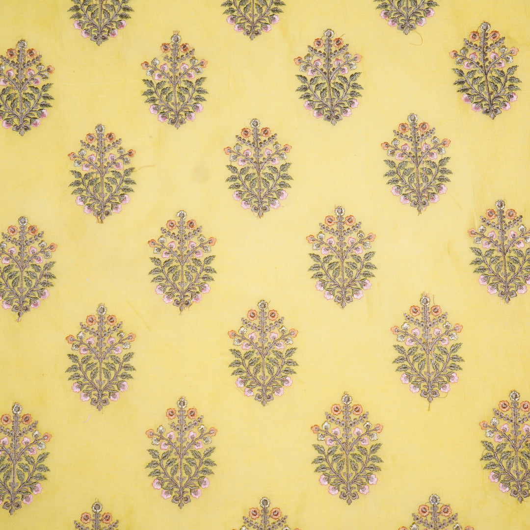 Zaira Buta on Lemon Luxe Silk Chanderi Embroidered Fabric