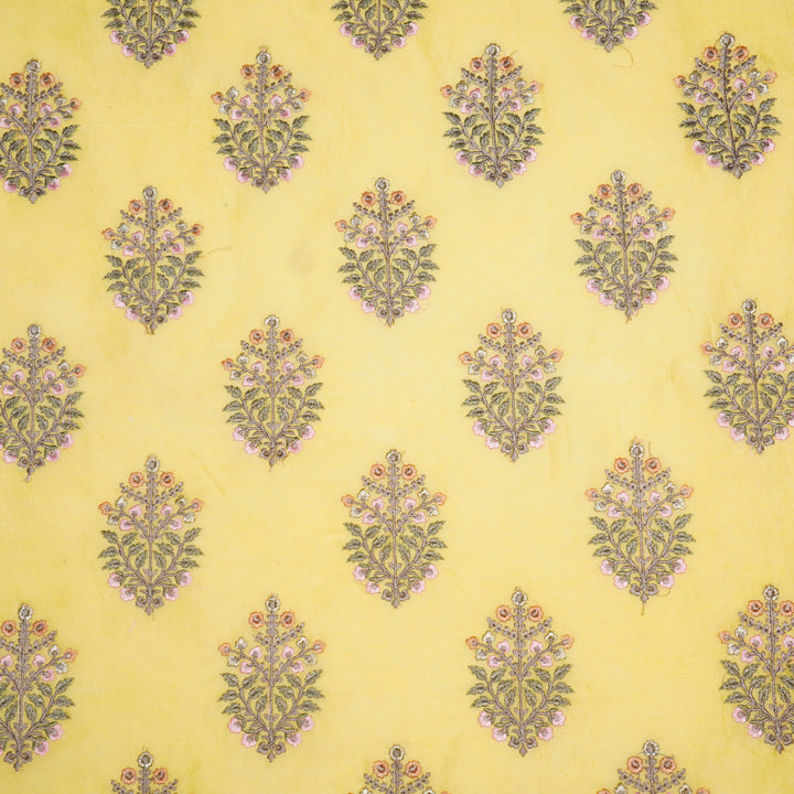 Zaira Buta on Lemon Luxe Silk Chanderi Embroidered Fabric