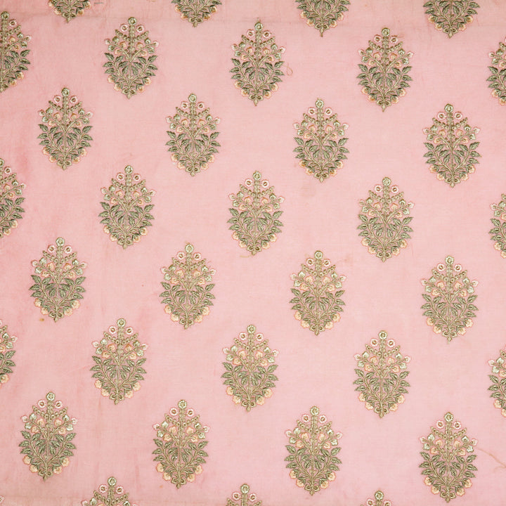 Zaira Buta on Dusky Pink Luxe Silk Chanderi Embroidered Fabric