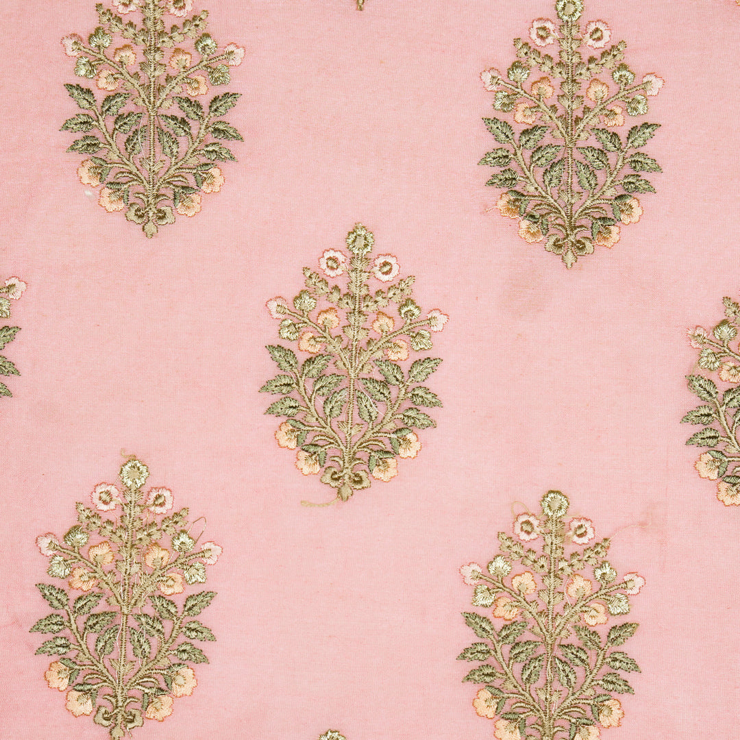 Zaira Buta on Dusky Pink Luxe Silk Chanderi Embroidered Fabric