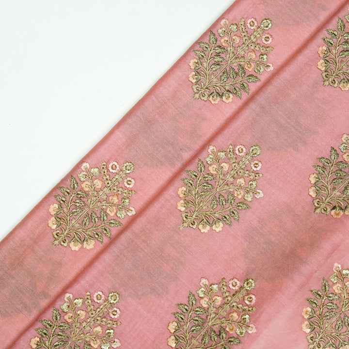 Zaira Buta on Dusky Pink Luxe Silk Chanderi Embroidered Fabric