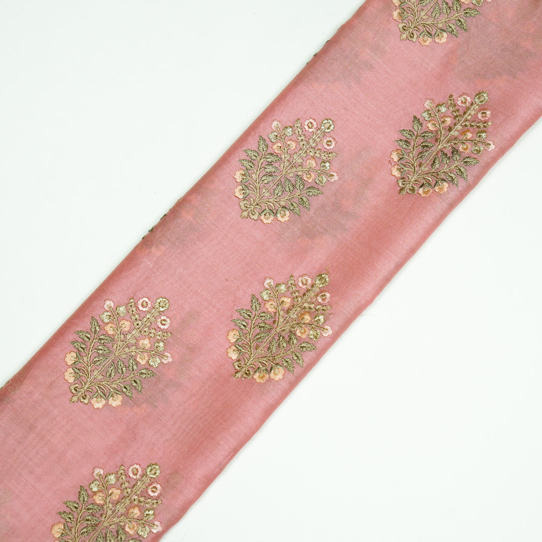 Zaira Buta on Dusky Pink Luxe Silk Chanderi Embroidered Fabric