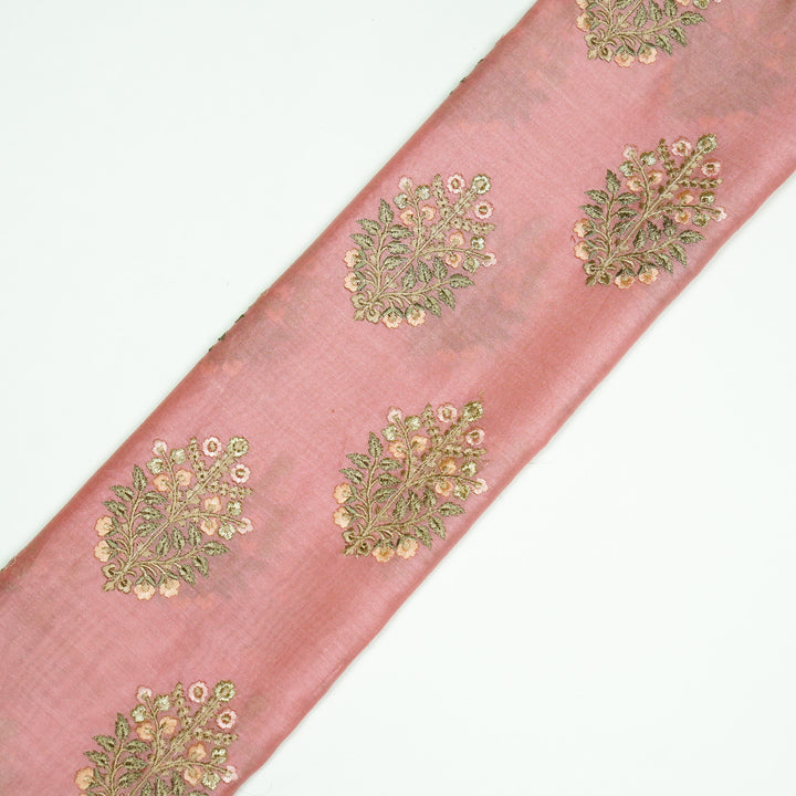 Zaira Buta on Dusky Pink Luxe Silk Chanderi Embroidered Fabric