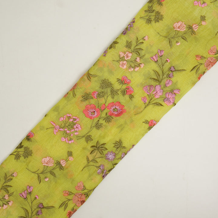 Nasma Jaal on Lemon Cotton Silk Embroidered Fabric