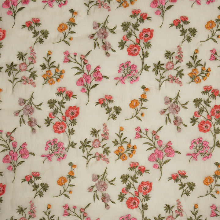 Nasma Jaal on Cream Cotton Silk Embroidered Fabric