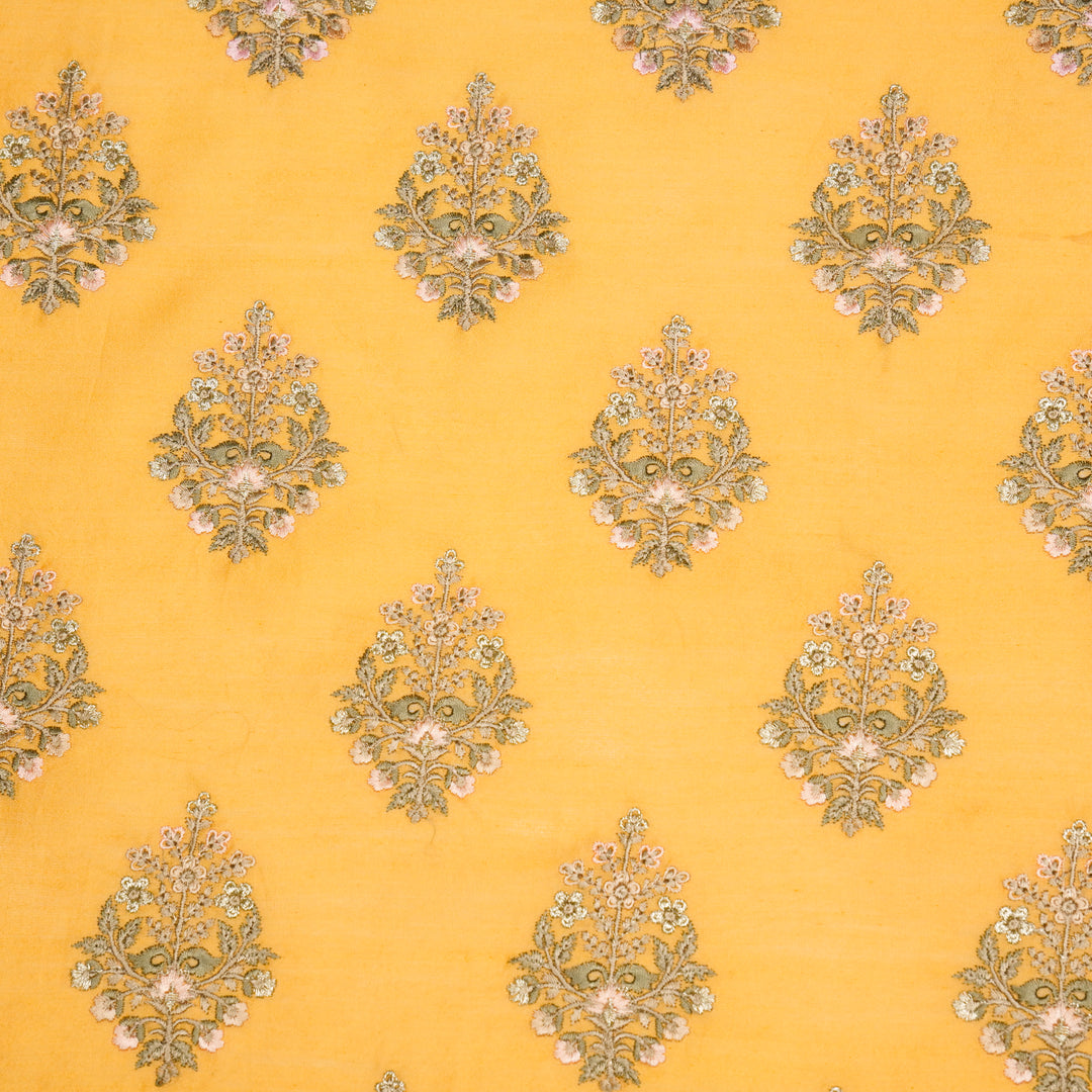 Zaira Buta on Gold Luxe Silk Chanderi Embroidered Fabric