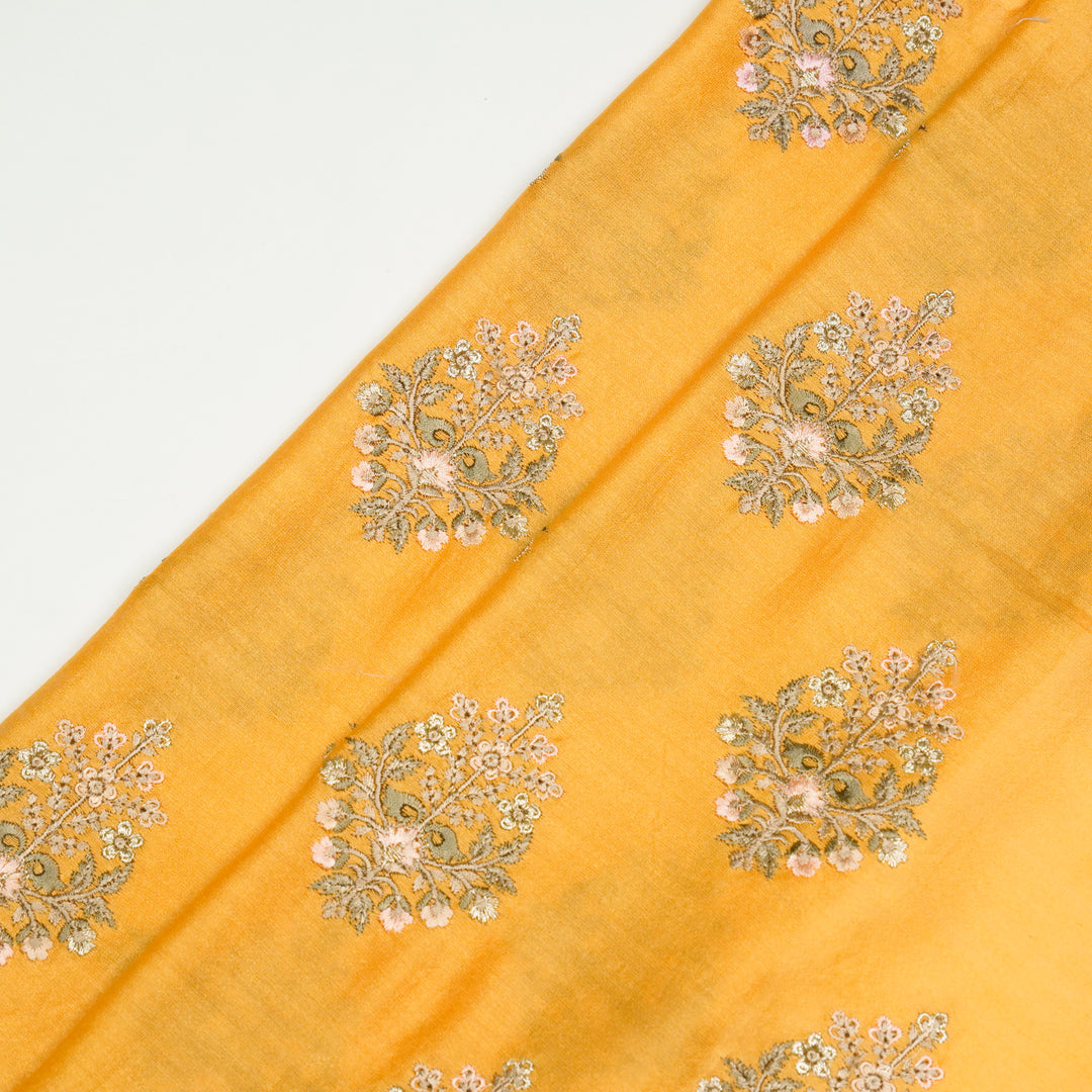 Zaira Buta on Gold Luxe Silk Chanderi Embroidered Fabric