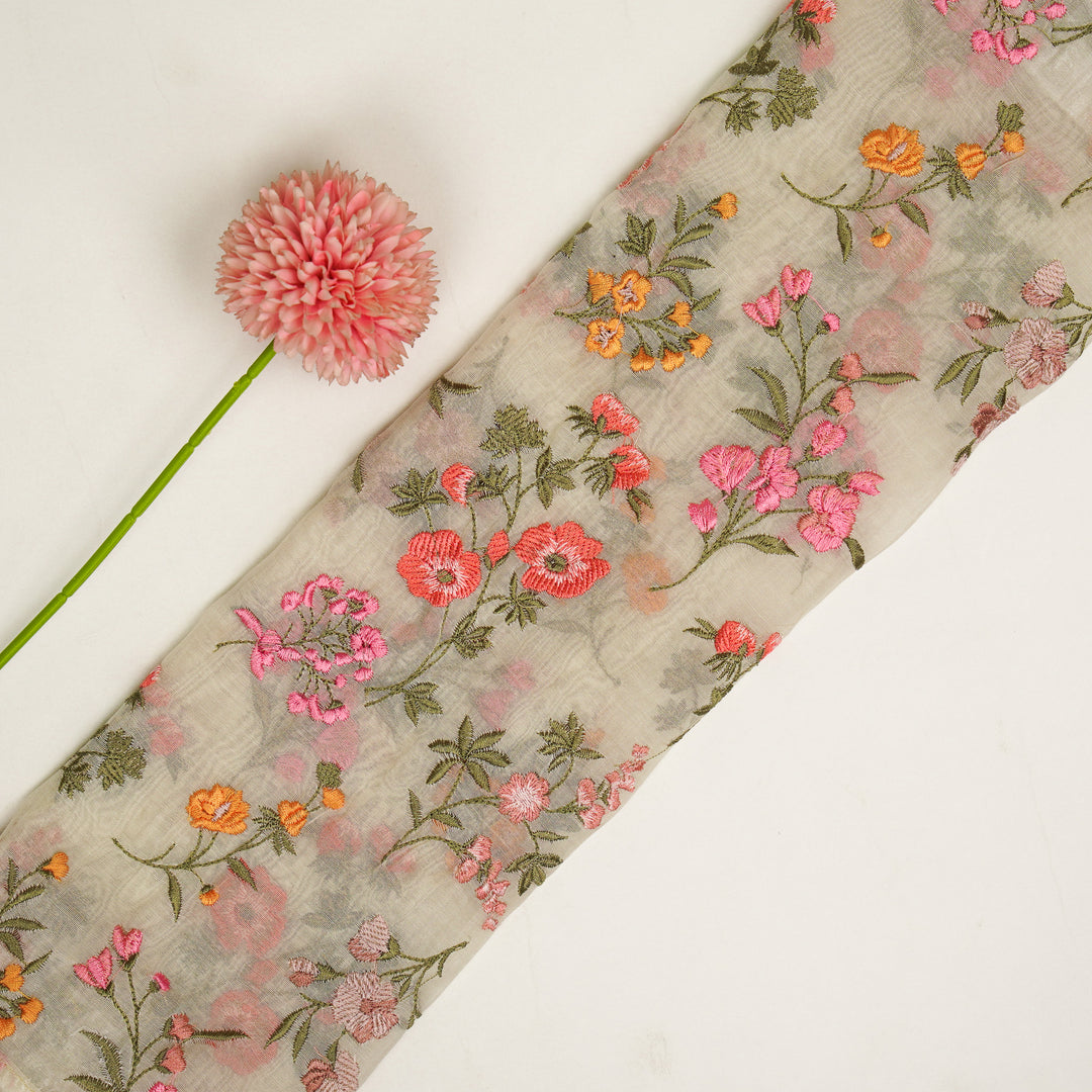 Nasma Jaal on Cream Cotton Silk Embroidered Fabric