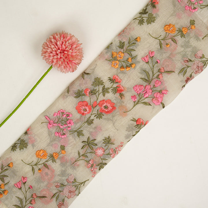 Nasma Jaal on Cream Cotton Silk Embroidered Fabric