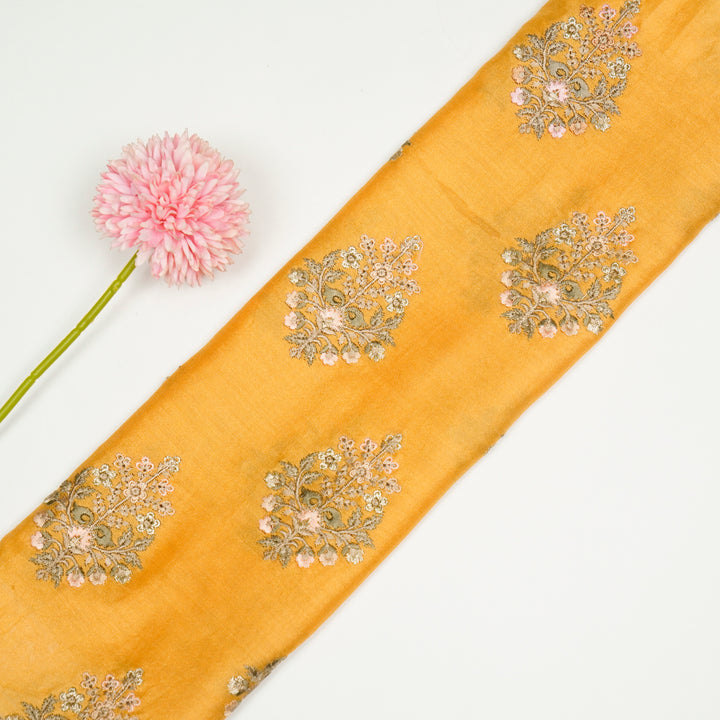 Zaira Buta on Gold Luxe Silk Chanderi Embroidered Fabric