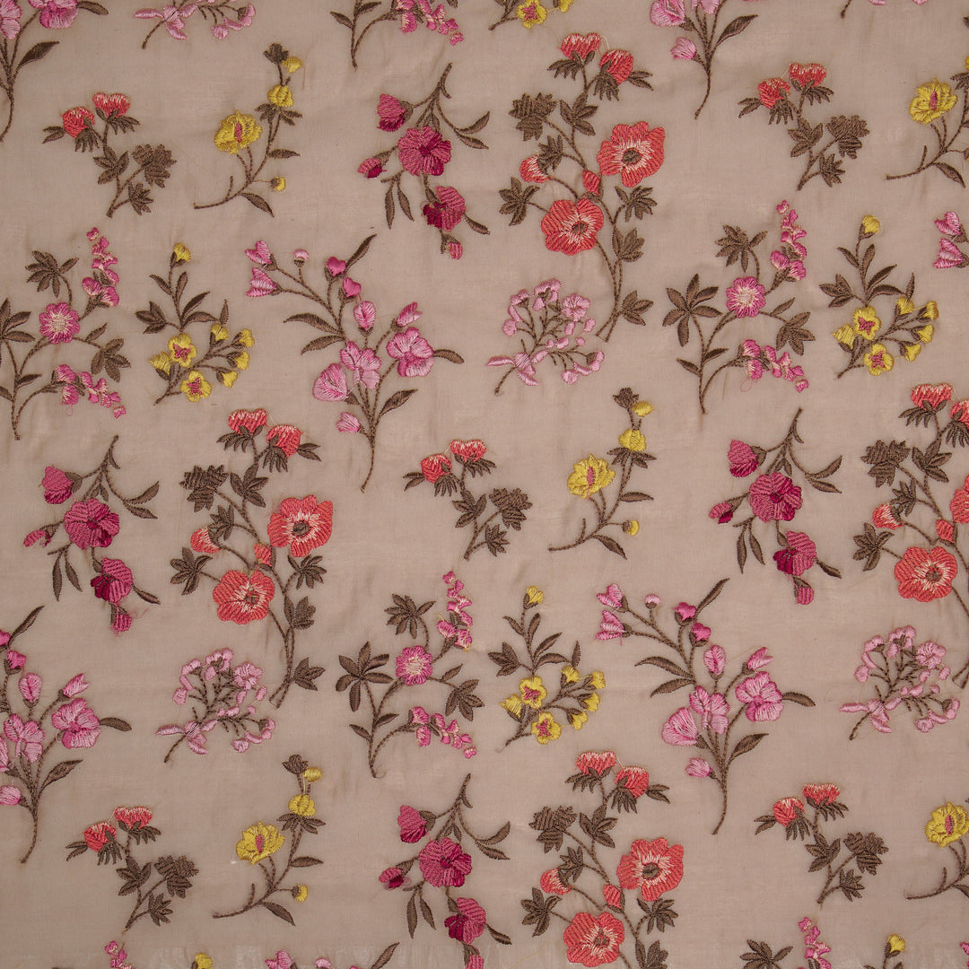 Nasma Jaal on Blush Cotton Silk Embroidered Fabric