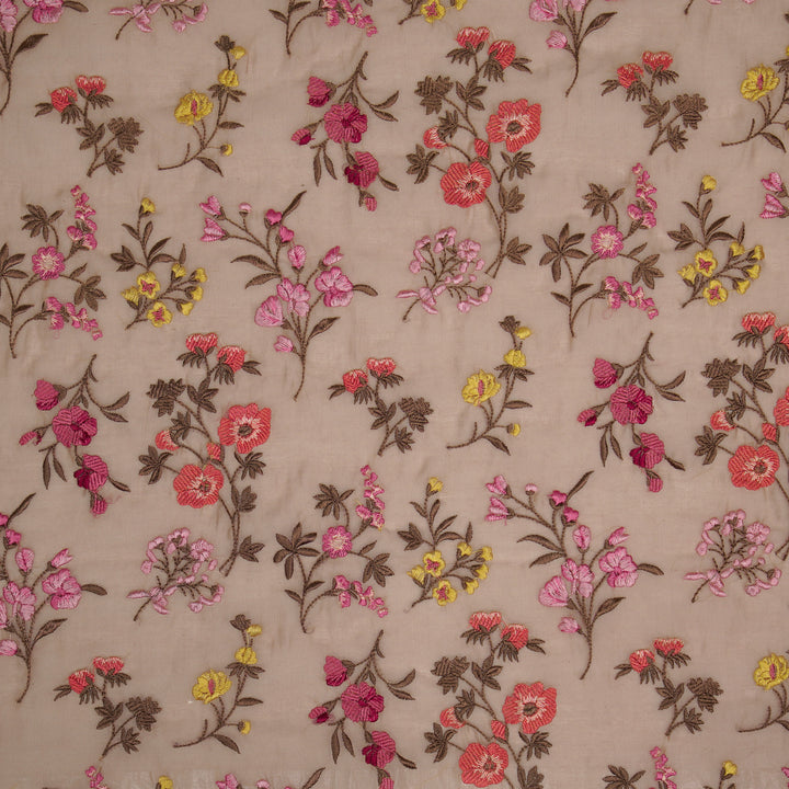 Nasma Jaal on Blush Cotton Silk Embroidered Fabric